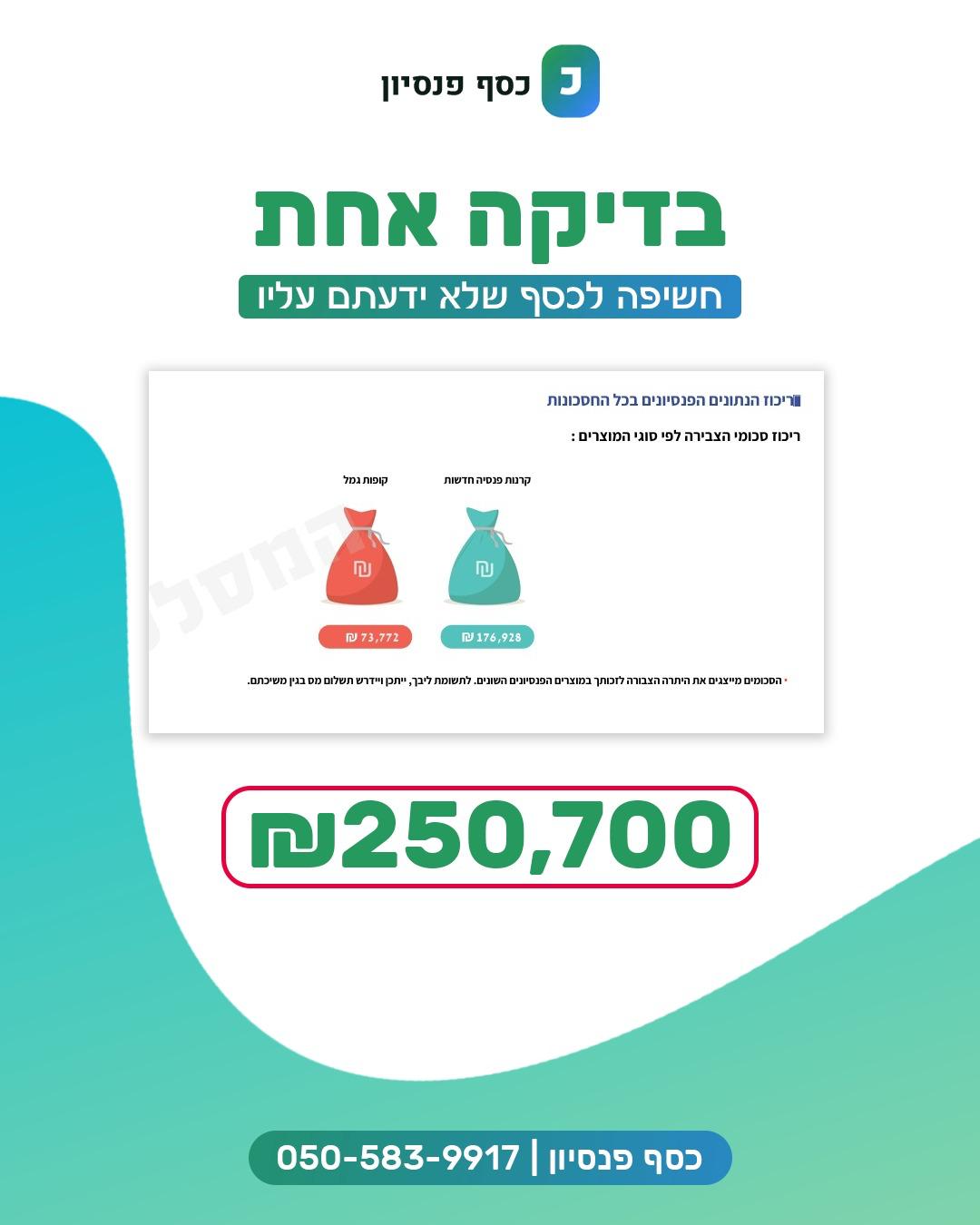 דוגמה להצלחה של לקוח עם סכום משיכה של 250,700 שקלים